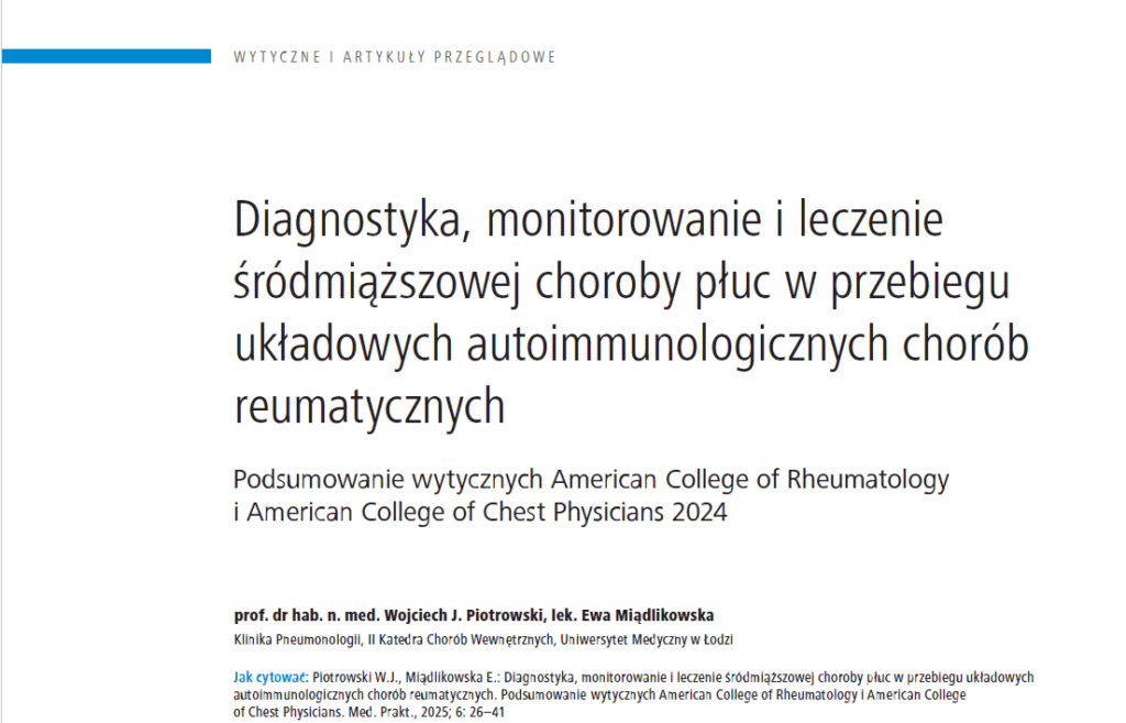 Diagnostyka, monitorowanie i leczenie śródmiąższowej choroby płuc w przebiegu układowych autoimmunologicznych chorób reumatycznych