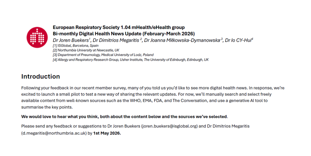 Newsletter grupy ERS 1.04 mHealth/eHealth